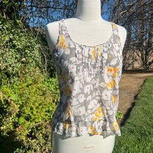 Hollister 🌼 Floral Gray and Yellow Women's Top